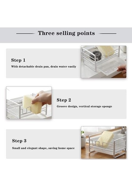 Sünger Tutucu Çıkarılabilir Tepsi Drenaj Depolama Raf Mutfak Lavabo Organizatör Fırça Sabun KSI999 | Duvara Monte Mutfak Rafları (Yurt Dışından) fırsatları