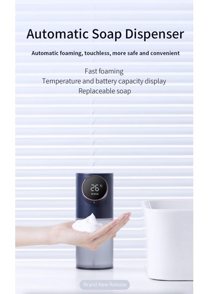 320 ml Otomatik Sabunluk USB Şarj Edilebilir Sıvı Sabunluk Dispensers Dijital Ekran Köpük Dispenserler (Pembe) (Yurt Dışından) fiyatları