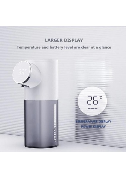 320 ml Otomatik Sabunluk USB Şarj Edilebilir Sıvı Sabunluk Dispensers Dijital Ekran Köpük Dispenserler (Pembe) (Yurt Dışından) fırsatları
