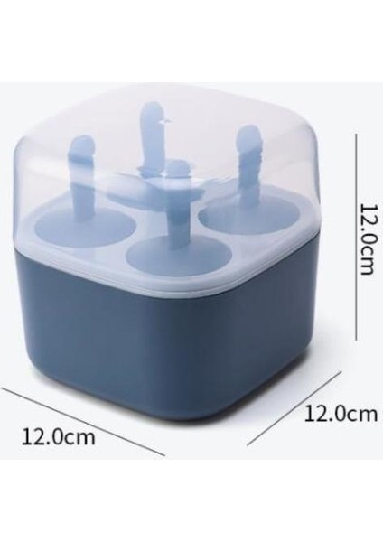 Yaratıcı Popsicle Kalıplama Buz Tepsi Kutusu Dondurma Kalıp Yaz Popsicle Kalıp Dıy Buz Koplar 2 Adet 4 Kavite Ev Buz Kalıpları | Dondurma Küvetleri (12 * 12 * 12 Cm, Mavi) (Yurt Dışından)