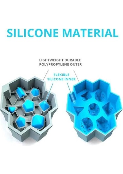 18 cm 3D Zar Silikon Içecek Buz Cube Maker Formu Için Buz Şeker Kek Pudingi Çikolata Hücreli Buz Kalıp Kare Şekil Tepsileri Kalıp | Dondurma Küvetleri (Mavi) (Yurt Dışından)