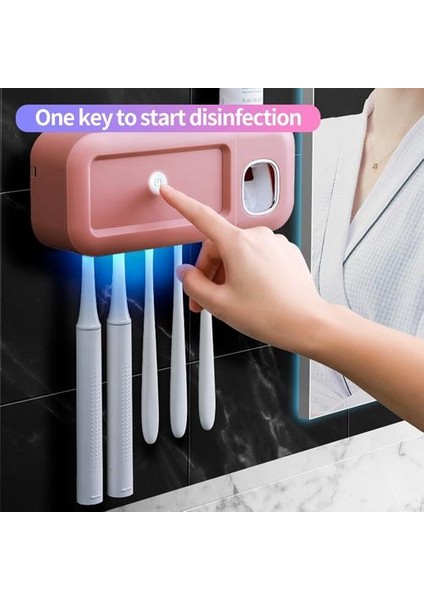 Duvara Monte Güneş Ultraviyole Akıllı Elektrikli Diş Fırçası Tutucu Diş Macunu Dispenseri Dezenfekte Ediyor Temiz Depolama Raf Banyo | Diş Fırçası ve Amp;diş Macunu Tutucular (Yurt Dışından)