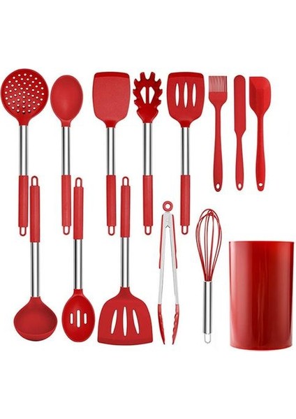 14 Adet Paslanmaz Çelik + Silikon Turner Çorba Kaşık Süzgeç Makarna Sunucu Kazıyıcı Yumurta Çırpıcı Pişirme Eşyaları Set Mutfak Gadget'ları | Pişirme Aracı Setleri (Yurt Dışından)