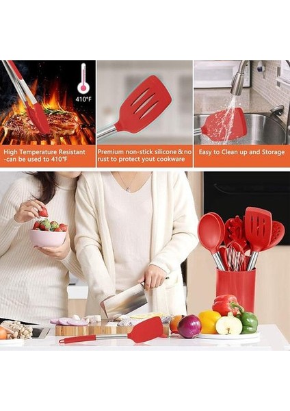 14 Adet Paslanmaz Çelik + Silikon Turner Çorba Kaşık Süzgeç Makarna Sunucu Kazıyıcı Yumurta Çırpıcı Pişirme Eşyaları Set Mutfak Gadget'ları | Pişirme Aracı Setleri (Yurt Dışından) fırsatları