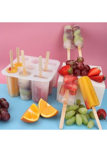 Buz Kalıp Ev Yapımı Dondurma Kalıp Dıy9 ile Silikon Popsicle Kalıp ile 20 Ahşap Sopa Silikon Kalıplar Ice Cube Maker | (Yurt Dışından)
