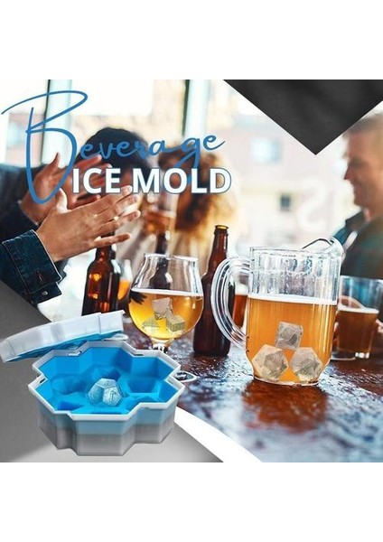 18 cm 3D Zar Silikon Içecek Buz Cube Maker Formu Için Buz Şeker Kek Pudingi Çikolata Hücreli Buz Kalıp Kare Şekil Tepsileri Kalıp | Dondurma Küvetleri (Mavi) (Yurt Dışından)