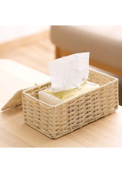 Rattan Doku Kutusu Bağbozumu Peçete Tutucu Kılıf Doku Kağıt Tutucu Saklama Konteyner Kapak Oturma Odası Masası Dekorasyon | Doku Kutuları (Yurt Dışından) fırsatları