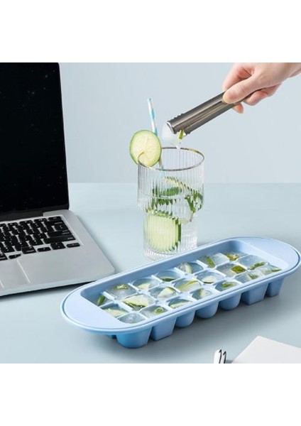 28 cm Mutfak Gadgets Buz Tepsisi Dıy Evin Buzdolabı Buz Kutusu Ice Cube Kalıp Yiyecek Saklama Kutusu Cryper Yaratıcılık Mutfak Accessorie (Mavi) (Yurt Dışından)