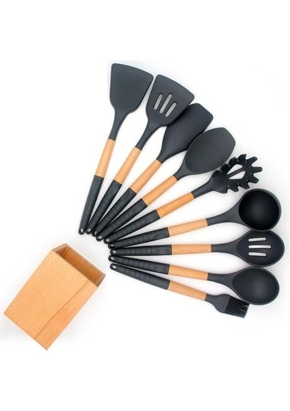 Mutfak Eşyaları Silikon Mutfak 9 Parça Set Kaymaz Kolu Yapışmaz Tencere Pişirme Spatula Mutfak Aracı | Pişirme Aracı Setleri (Yurt Dışından)