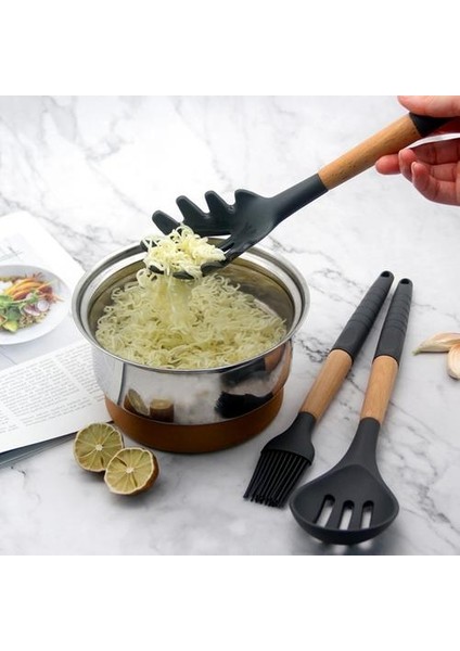 Mutfak Eşyaları Silikon Mutfak 9 Parça Set Kaymaz Kolu Yapışmaz Tencere Pişirme Spatula Mutfak Aracı | Pişirme Aracı Setleri (Yurt Dışından)