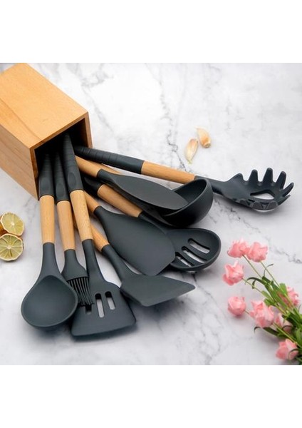 Mutfak Eşyaları Silikon Mutfak 9 Parça Set Kaymaz Kolu Yapışmaz Tencere Pişirme Spatula Mutfak Aracı | Pişirme Aracı Setleri (Yurt Dışından)