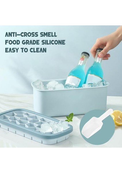 Buz Küpü Maker Kalıp Kapaklı Parti Viski Içecek Yaratıcı 33 Izgaralar Yuvarlak Buz Kalıp Tepsisi Silikon Buz Topu Makinesi Kapak ile | Dondurma Makineleri (Açık Mavi) (Yurt Dışından)