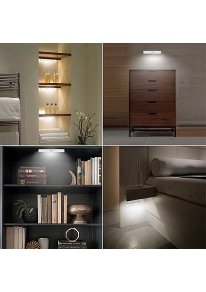 2 W 10LED Akıllı Insan Kızılötesi Sensörü Ücretsiz 4 * Aaa Pil LED Gece Lambası Dolabı Işık Duvar Işık Dolap Işığı (Beyaz Işık) (Yurt Dışından)