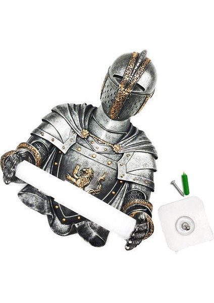 Knight Roma Asker Doku Tutucu Stil Duvar Asılı Yaratıcı Mutfak Rulo Kağıt Doku Kutusu Tuvalet Rulo Standı | Kağıt Tutucular (Gümüş) (Yurt Dışından)