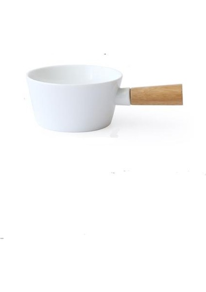 Basit Katı Renk Bambu Kolu Beyaz Porselen Kahvaltı Kase Salata Makarna Kase Meyve Kase Tatlı Kase Çorba Kase Kolu Kase | Kaseler (Yurt Dışından)