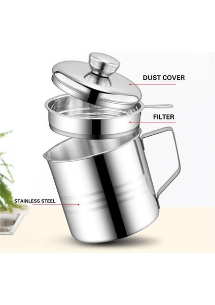 Paslanmaz Çelik Yağ Süzgeci Pot Konteyner Depolama Filtre ile 1.2l Pişirme Yağ Depolama Pot Elbise Kızartma Mutfak Aletleri (Yurt Dışından)