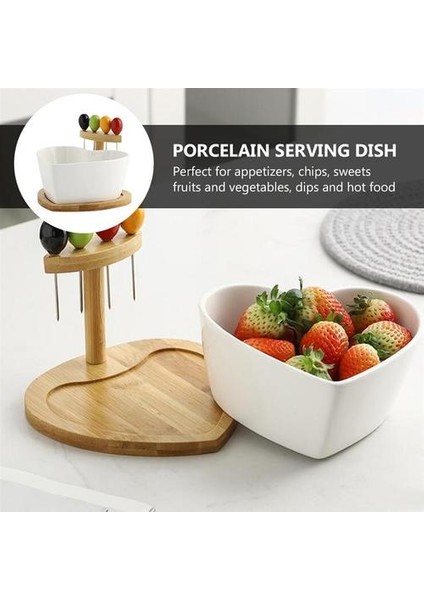 Seramik Kalp Şeklinde Meyve Salatası Kase Snack Tatlı Servis Kase Kahvaltı Tahıl Kase Çatallı Mutfak Aletleri Sofra Takımı | Kaseler (Yurt Dışından) fırsatları