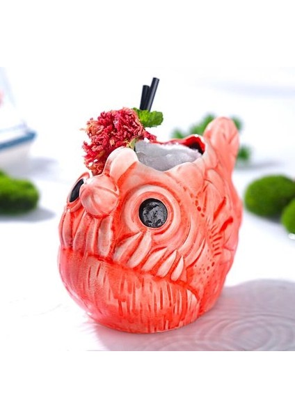 Net Kırmızı Piranha Kaba Seramik Yaratıcı Kişilik Kupası Bar Kokteyl Cam Sevimli Fener Balık Şarap Cam Hip Flask | Hıp Şişeleri (Yurt Dışından)