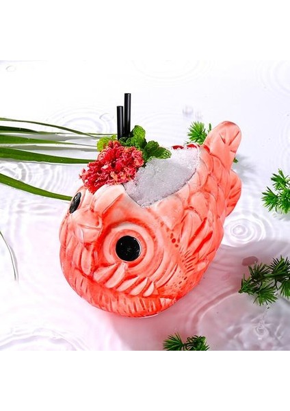 Net Kırmızı Piranha Kaba Seramik Yaratıcı Kişilik Kupası Bar Kokteyl Cam Sevimli Fener Balık Şarap Cam Hip Flask | Hıp Şişeleri (Yurt Dışından)