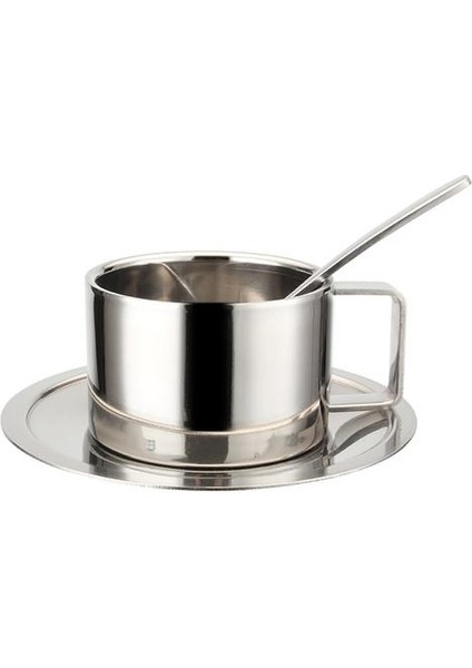 Isıya Dayanıklı Çift Duvarlı Latte Kahve Fincanı Seti Kafe Içecekler Irkaları Çay Cappuccino Paslanmaz Çelik (Yurt Dışından)