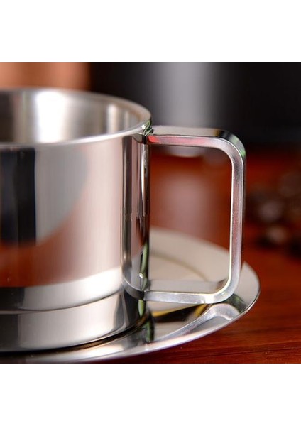 Isıya Dayanıklı Çift Duvarlı Latte Kahve Fincanı Seti Kafe Içecekler Irkaları Çay Cappuccino Paslanmaz Çelik (Yurt Dışından)