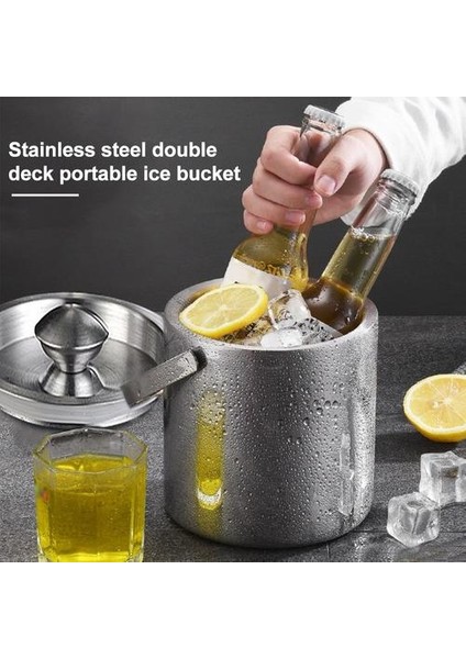 Kolu ile Bar Mutfak Barware Kapaklı Yalıtımlı Çift Duvar Buz Kova Parti Büyük Kapasiteli Paslanmaz Çelik | Buz Kovaları ve Amp;maşa (Yurt Dışından)