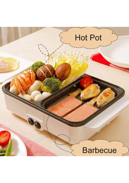 2 In 1 Elektrikli Sıcak Pot Ocak Barbekü Izgara 1200 W 220 V Çok Fonksiyonlu Elektrikli Barbekü Izgara Yapışmaz Plaka Barbekü Pan Sıcak Pot | Multicokers (Yurt Dışından)