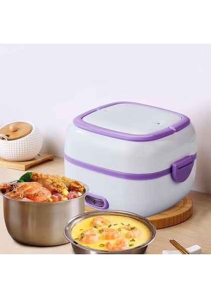 Mini Pirinç Ocak Termal Isıtma Elektrikli Öğle Yemeği Kutusu 2 Katmanlar Taşınabilir Gıda Vapur Pişirme Konteyner Yemek Lunchbox Sıcak | Pirinç Ocakları (Yurt Dışından)