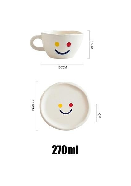El Yapımı Gülümseme Yüz Kupa ve Plaka Mat Seramik Kahve Fincanı ile Suni Yaratıcı Çay Bardağı Seti Mutfak Drinkware Sevimli Doğum Günü Hediyesi | Kupa ve Amp;tabaklar (Yurt Dışından)