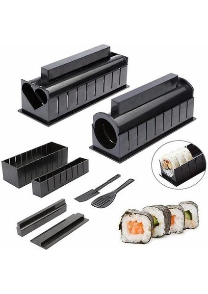 Suşi Kiti Mutfak Suşi Yapma Makinesi 10 Parça Suşi Yapma Aracı Kiti ( (Yurt Dışından)