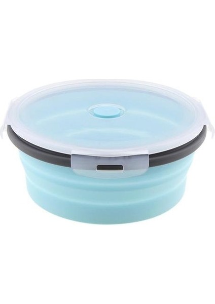 Silikon Öğle Yemeği Kutusu Yuvarlak Katlanır Gıda Konteyner Taşınabilir Kase 800 ml Bento Kutusu Çevre Dostu | Öğle Yemeği Kutuları (Mavi) (Yurt Dışından)