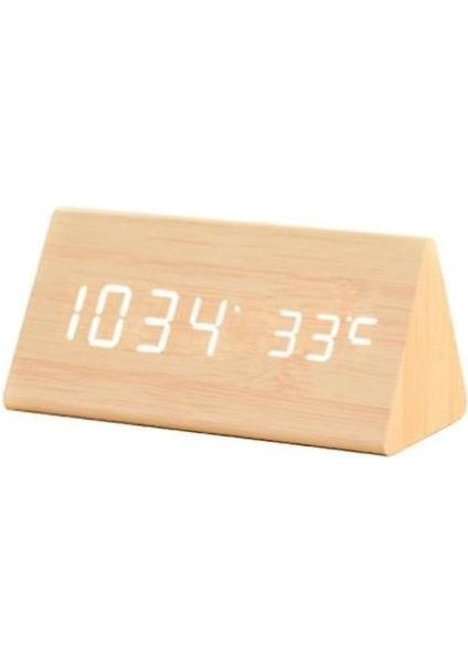 Ahşap Elektronik LED Zaman Göstergesi, 3 Alarm Ayarları, Nem ve Amp; Amp;sıcaklık Algılama (Sarı) (Yurt Dışından)