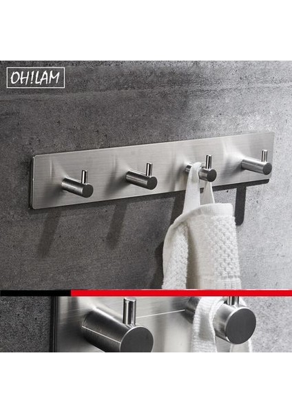 Ev Dekor Kendinden Yapışkanlı 4 Kanca Paslanmaz Çelik Havlu Robe Ceket Bez Çanta Anahtar Sofra Tutucu Askı Duvara Monte Nikel Siyah | Robe Hooks (Yurt Dışından)