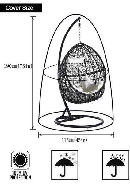 (Yeşil) Asılı Salıncak Yumurta Sandalye Kapak Bahçe Veranda Açık Yağmur Uv Su Geçirmez Koruma (Yurt Dışından)