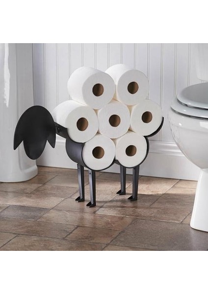 Koyun Dekoratif Tuvalet Kağıdı Tutucu Ücretsiz Ayakta Banyo Doku Depolama | Kağıt Tutucular (Siyah) (Yurt Dışından)