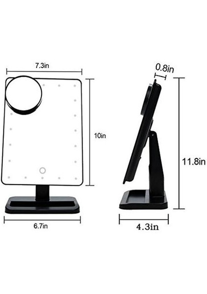 LED Işık Makyaj Aynası Lambası 10X Büyüteç Pil Vanity Büyüteç Makyaj Mini Banyo Kozmetik Banyo Akıllı Vantuz | Makyaj Aynaları (Siyah) (Yurt Dışından)