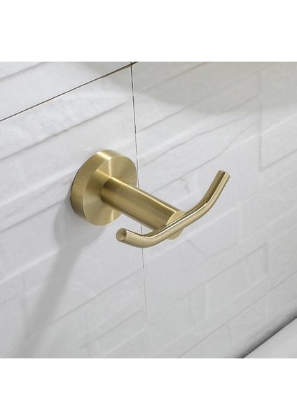 Fırçalanmış Altın Antika Banyo Robe Kanca Duvara Monte Ceket Kanca Altın Fırçalanmış Giysi Kancalar Canlı Moderne Çift Kanca | Robe Hooks (Yurt Dışından)