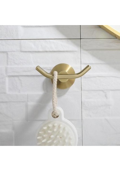 Fırçalanmış Altın Antika Banyo Robe Kanca Duvara Monte Ceket Kanca Altın Fırçalanmış Giysi Kancalar Canlı Moderne Çift Kanca | Robe Hooks (Yurt Dışından)