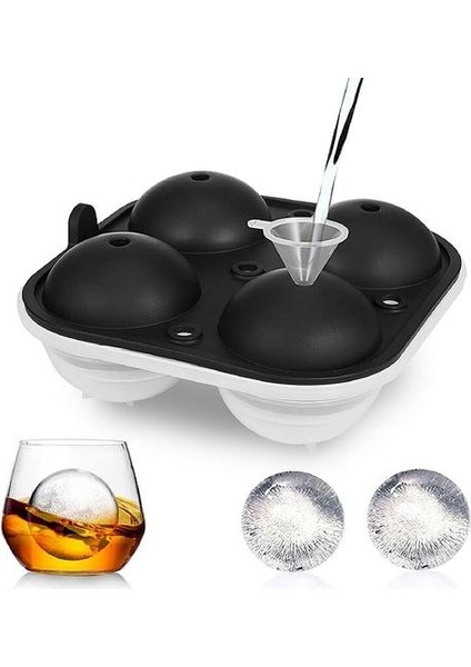 Buz Topu Maker Büyük Küre Kalıp Silikon Buz Küp Tepsileri Viski 2.5 Inç Buz Topu Kalıp Küre Yuvarlak Siyah Kalıp | Dondurma Küvetleri (15.6 * 15.6 * 6.3 Cm, Siyah) (Yurt Dışından)