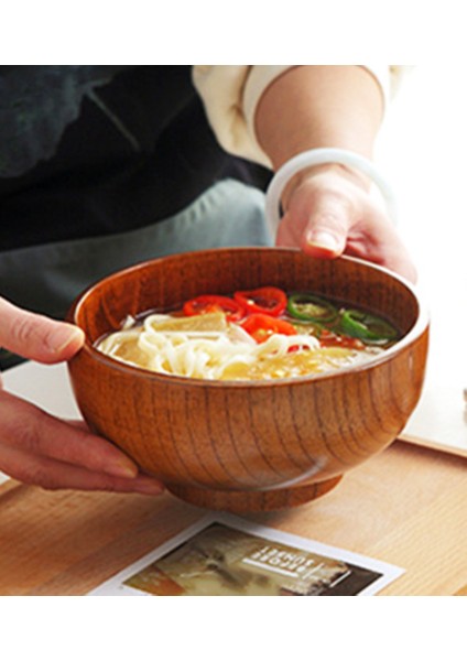 Yüksek Sıcaklık Dayanımı Japon Tarzı Katı Ahşap Kase Çorba Pirinç Noodles Yemek Servisi Yuvarlak Sofra Dayanıklı Kaseler | Kaseler (Yurt Dışından)