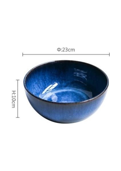 2400 ml Süper Büyük Salata Kase Seramik Mavi Porselen Bırakma Kase Sofra Derin Kase Derin Mavi Büyük Kapasiteli Kase | Kaseler (Yurt Dışından)
