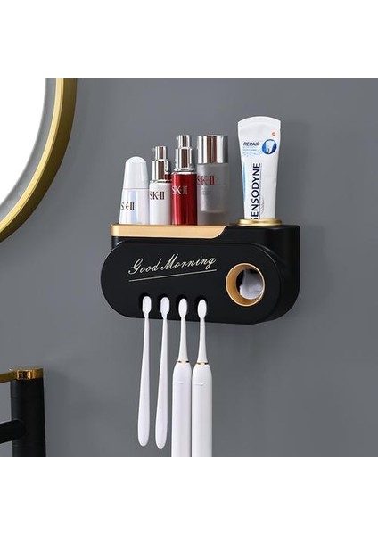 25 cm Çok Asılı Diş Fırçası Tutucu Otomatik Diş Macunu Sıkacağı Dağıtıcı Makyaj Depolama Raf Banyo Aksesuarları Seti Için | Diş Fırçası ve Amp;diş Macunu Tutucular (Yurt Dışından)