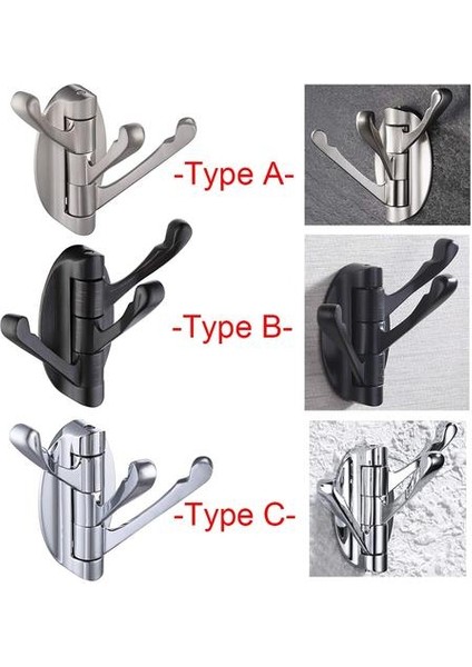 3 5 Adet Katı Metal Döner Kanca Ağır Katlanır Salıncak Kol Üçlü Ceket Kanca ile Çok Üç Katlanabilir Arms Havlu / Giyim Askı | Duvara Monte Mutfak Rafları C (Yurt Dışından)