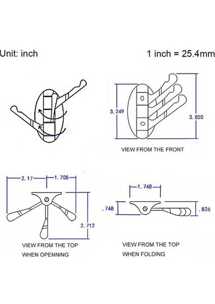 3 5 Adet Katı Metal Döner Kanca Ağır Katlanır Salıncak Kol Üçlü Ceket Kanca ile Çok Üç Katlanabilir Arms Havlu / Giyim Askı | Duvara Monte Mutfak Rafları C (Yurt Dışından)
