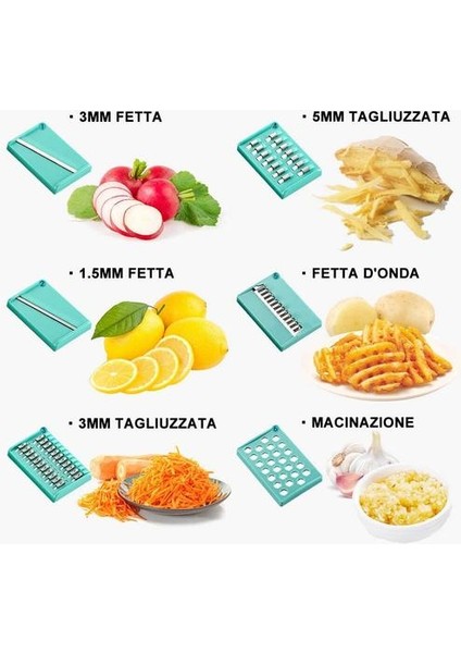 6 In 1 Çok Fonksiyonlu Ayarlanabilir Sebze Sebze Kesici Gıda Meyve Sarımsak Patates Parçalayıcı Mutfak Aracı | Graters (Yurt Dışından)