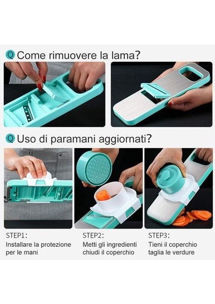 6 In 1 Çok Fonksiyonlu Ayarlanabilir Sebze Sebze Kesici Gıda Meyve Sarımsak Patates Parçalayıcı Mutfak Aracı | Graters (Yurt Dışından)