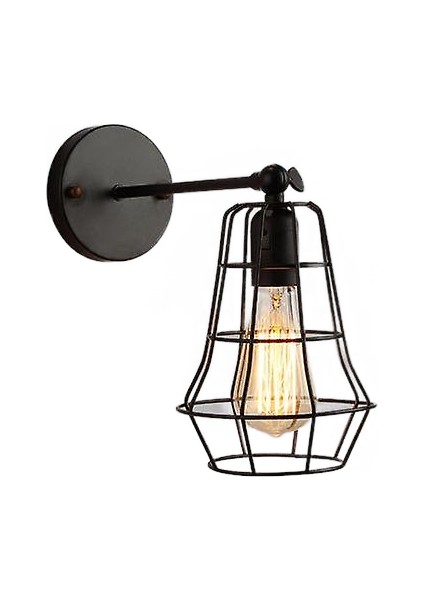 LED Duvar Işık Retro Loft Endüstriyel Duvar Lambası Siyah E27 Vintage Aplikler Duvar Lambası Endüstriyel Aydınlatma Armatürü Kapalı (A) (Yurt Dışından)