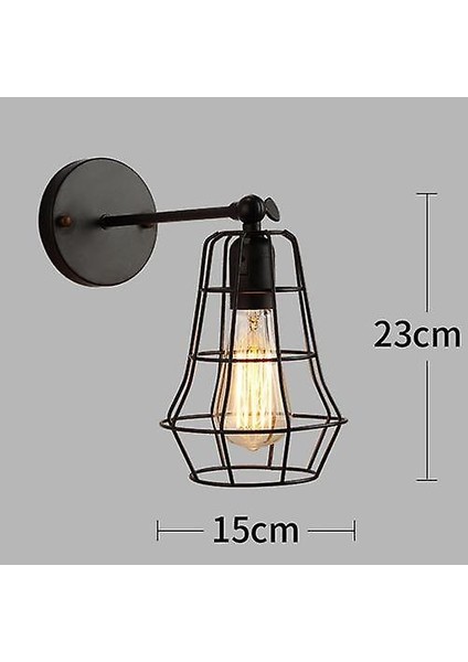 LED Duvar Işık Retro Loft Endüstriyel Duvar Lambası Siyah E27 Vintage Aplikler Duvar Lambası Endüstriyel Aydınlatma Armatürü Kapalı (A) (Yurt Dışından)