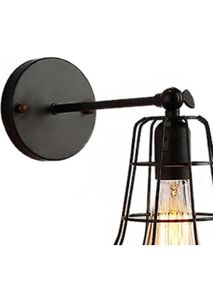 LED Duvar Işık Retro Loft Endüstriyel Duvar Lambası Siyah E27 Vintage Aplikler Duvar Lambası Endüstriyel Aydınlatma Armatürü Kapalı (A) (Yurt Dışından)