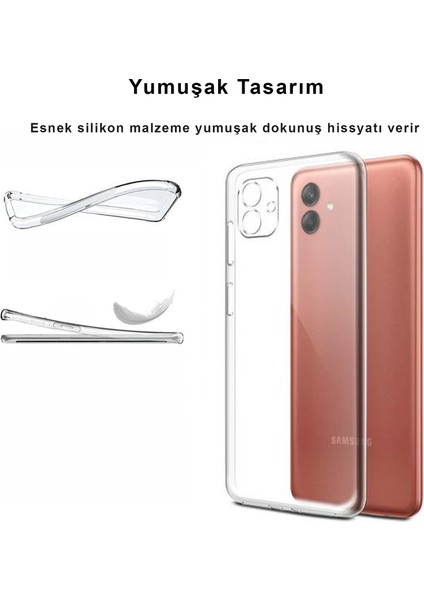 Samsung Galaxy A04 Kılıf Şeffaf Kamera Korumalı Tıpalı Yumuşak Silikon